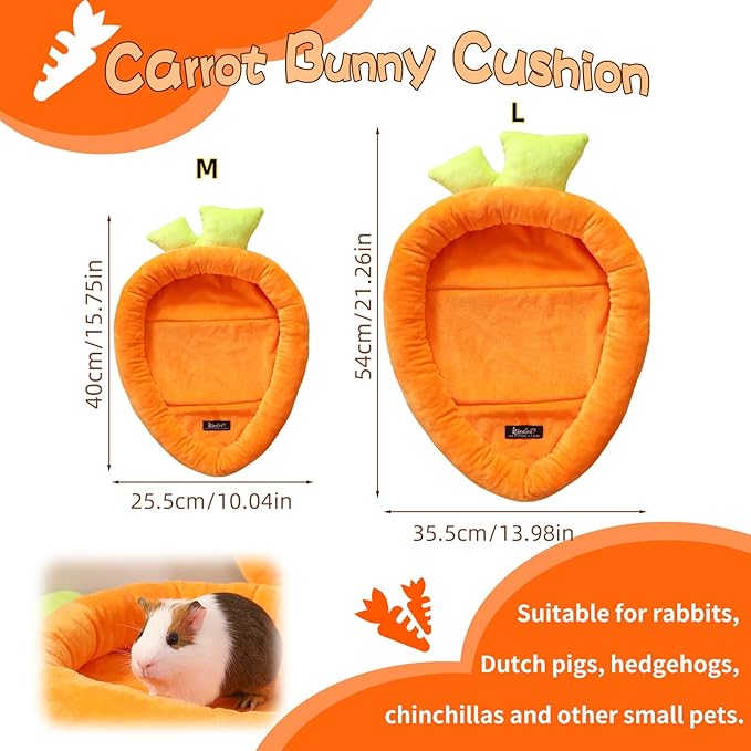 Bunny Bed Rabbit Bed Carrot Shape Bunny Beds Soft Comfortable Rabbits Beds Machine Washable Indoor Guinea Pig Bed Cute Small Animal Bed for Guinea Pig Chinchilla Ferret Squirrel Hedgehog (Medium)