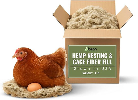 Hemp Nesting Fiber - 1 lb Chicken Nest Box Pad Hemp Fiber Fill - Absorbent DUST Free- Egg Laying Chickens coop, Horse stall, Rabbit, Reptile, Hamster, Cage Fibre, FiberFill Washable - Grown in USA