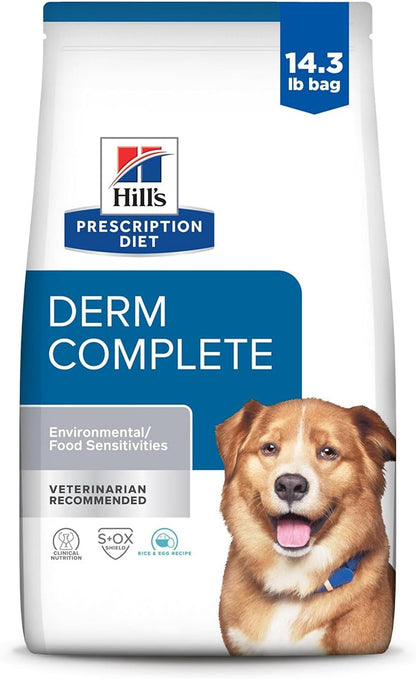 Hill's Prescription Diet Derm Complete Skin & Food Sensitivities Dry Dog Food, Veterinary Diet, 14.3 lb. Bag