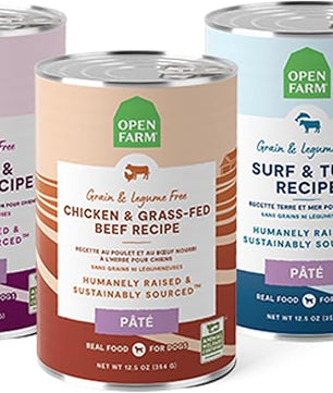 Open Farm Canned Dog Food Variety Pack, Paté for Complete & Balanced Nutrition, Grain-Free & Legume-Free Wet Dog Food, 12.5oz Cans (Pack of 12)