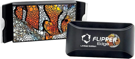 FL!PPER Flipper Edge Clownfish Limited Edition Floating Magnetic Aquarium Cleaner | 2-in-1 Dual Blade Scrubber & Scraper Fish Tank Cleaner Tools for Efficient Cleaning & Acrylic Surface Maintenance