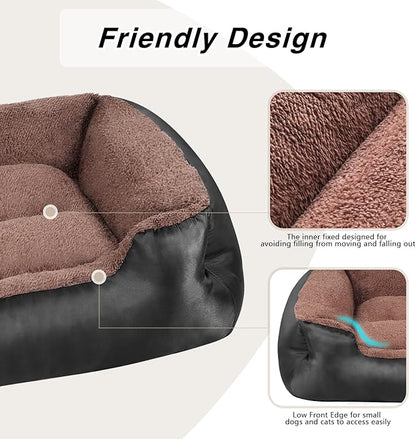 Large Dog Bed, Washable Pet Bed with Sides, Comfort Large Dog Couch with Non-Slip Bottom, Black