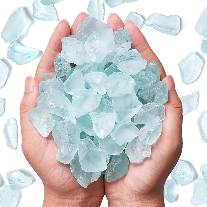 Versatile Frosted Sea Glass Block - 1LB Turquoise Vase fillers, Aquarium Gravels, Sea Glass Decor, Ideal for DIY Crafts, and Home Decor - Perfect for Beach Weddings and More