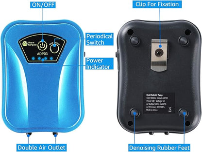 AquaMiracle USB Aquarium Air Pump Rechargeable Aerator for Bait Bucket, Portable Battery Powered Air Pump for Aquarium, Fish Tank Air Pump for Outdoor Fishing, Power Outage & Emergency