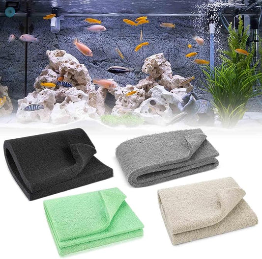 Treela 4 Pcs 18 x 10 Inch Aquarium Filter Pads Ammonia Phosphate Nitrite Remover Reducer Filter Pads Cut-to-fit for Aquariums & Ponds Fish Tank Accessories (Green,Gray,Khaki,Black)