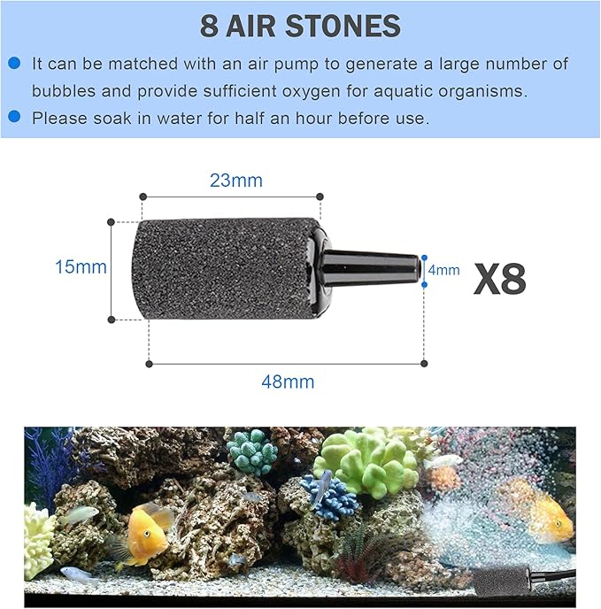 aquarium air pump accessories set-9.84/26.25/101.71 feet aquarium airline tubing hose,check valves,air stones and connectors of I,L,T shape (26.25 feet hose 8 stone 8 check valve 12 connector)