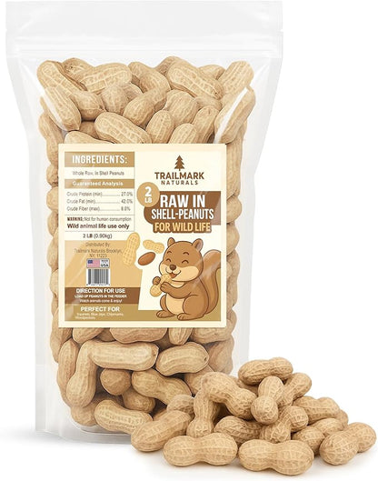 2 LB - Raw Peanuts For Squirrels, Raw In Shell Peanuts For Birds and Wildlife- Squirrel Food, Wild Bird Seed - Grown in The USA