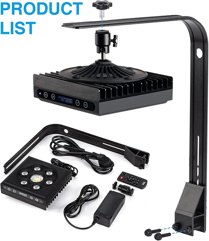 Aquarium Light-60 Watts Reef Light Wide Coverage Sunrise Sunset Moonlight Saltwater Lights for Coral with Master Slave Group Control & Timer & Screen