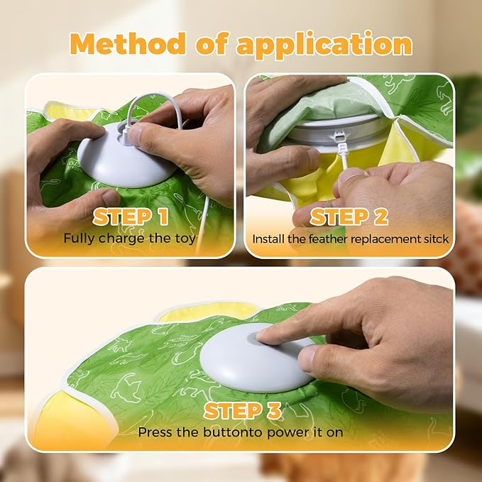 Rechargeable Interactive Cat Toy, Cat Toys for Bored Indoor Adult Cats, 2 in 1 Hide and Seek Cat Toy with Motion Activated, Moving Concealed Feathers, Bored Adult Cats Wand Toy