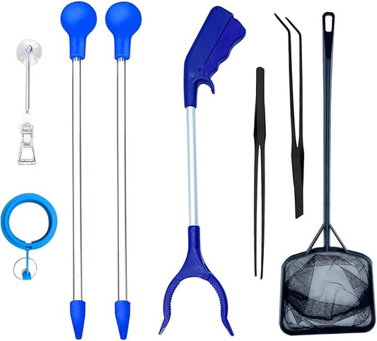 Coral Reef Grabber,Coral Feeder,Aquarium Veggie Feeder,Fish Tank Food Clip,Fish net(Reef Grabber and Coral Feeder Kits (Anti-Rust)