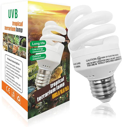 UVB Light Bulb for Reptiles, 9W 10.0 UVA UVB Heat Lamp Bulbs Ideal for Rainforest Reptiles, Bearded Dragons Lizard Turtle Tortoise Iguanas Chameleons Snake (1 Pack)