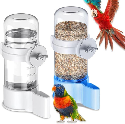 2 PCS Automatic Bird Cage Water Dispenser, Parakeet Parrot Feeder Hanging Drinking