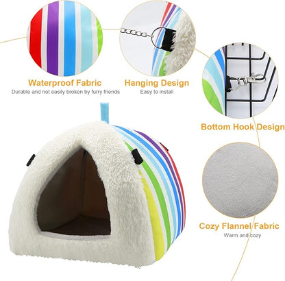 Wontee Guinea Pig Bed Guinea Pig Hideout Cozy Cave House for Hamsters Rats Hedgehog Guinea Pig Cage Accessories (Large, Rainbow)