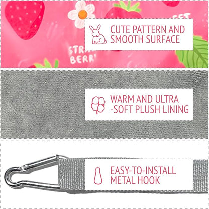 Guinea Pig Hammock,4 Pack Ferret Hammock Small Pets Hanging Hammock Ferret Hideout Bed Hamster Cage Accessories for Guinea Pig,Rat,Sugar Glider,Squirrel,Hamster(Strawberries)