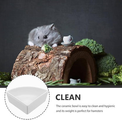 iplusmile Ceramic Hamster Food Bowl, White, 5"