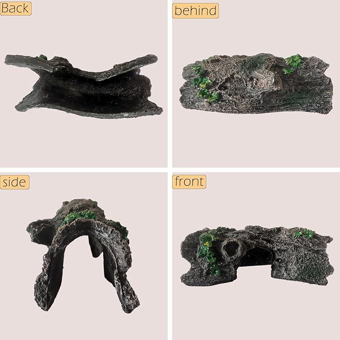 IBWell Aquarium Wood Fish Tank Decorations，Resin Fake Logs Terrarium DÉCor, Reptile Hide Aquarium Hideout for Fish Cave, Small Turtles, to 20 Gallon Tank