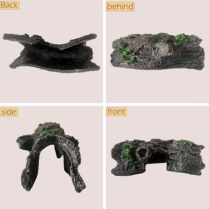 IBWell Aquarium Wood Fish Tank Decorations，Resin Fake Logs Terrarium DÉCor, Reptile Hide Aquarium Hideout for Fish Cave, Small Turtles, to 20 Gallon Tank