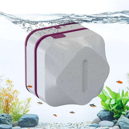 Magnetic Aquarium Fish Tank Glass Cleaner with Feeder, Mag Float Double-Sided Algae Aquarium Cleaning Tools Magnet Scrubber Brush for Glass Acrylic 3/8” to 4/5” Large Purple