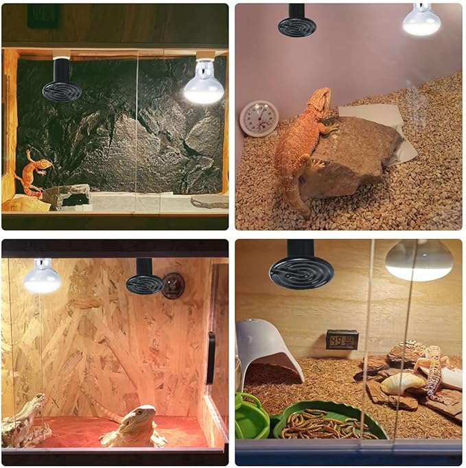 LUCKY HERP 100W Ceramic Heat Emitter, Reptile Heat Bulbs, Ceramic Heat Lamp for Reptiles, Amphibian, Chicken, Dog, Cat (2-Pack)