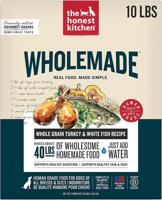 The Honest Kitchen Dehydrated Gourmet Grains Turkey & White Fish Dog Food, 4 lb Box