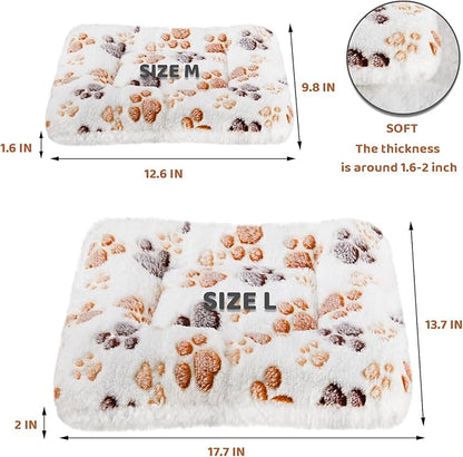 Amakunft 2 Pcs Guinea Pig Bed Mat Washable, Rabbit Winter Bed Pad for Indoor, Warm Small Animal Bed Mattres, Fleece Sleeping Pad for Bunny, Rat, Hedgehog, Sugar Glider, Chinchilla (Paw, Large)