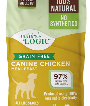 Nature's Logic Grain-Free Dry Dog Food - All-Natural, High Protein, No Synthetic Vitamins/Minerals - Gluten Free - Supports Healthy Digestion - All Breeds & Ages - Chicken Meal Feast, 25lbs