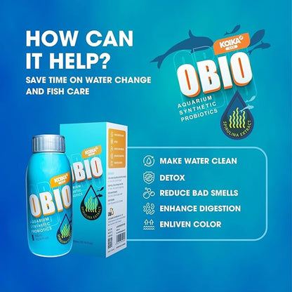 KOIKA OBIO Aquarium Water Treatment, Quick Effect (After 8-10 Hours), Improvement of Digestion and Immune Systems, Enhance Growth of Fish & Shrimp (Liquid, 750ml (25.36 fl oz))