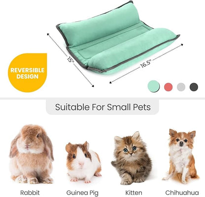 Rabbit Bed, Washable Bunny Pillow, Reversible Lounger Pad, Soft Small Animal Bedding, Stress Relief Pet Mat for Kittens, Guinea Pigs, Puppies