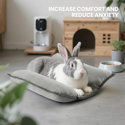 Rabbit Bed, Washable Bunny Pillow, Reversible Lounger Pad, Soft Small Animal Bedding, Stress Relief Pet Mat for Kittens, Guinea Pigs, Puppies