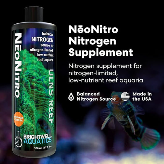 Brightwell Aquatics NeoNitro Balanced Nitrogen Supplement - Reef Nutrient Enhancer for Ultra-Low Nutrient Systems - Aquarium Water Treatments, 17 fl oz
