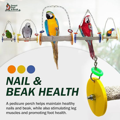 Roll Bird Swing - Pumice Perch Bird Toys Trims Nails and Beaks, Safe and Non-Toxic Bird Cage Accessories for Small and Large Birds, Swinging Toys Birds Will Love, Large 10.5 Inches