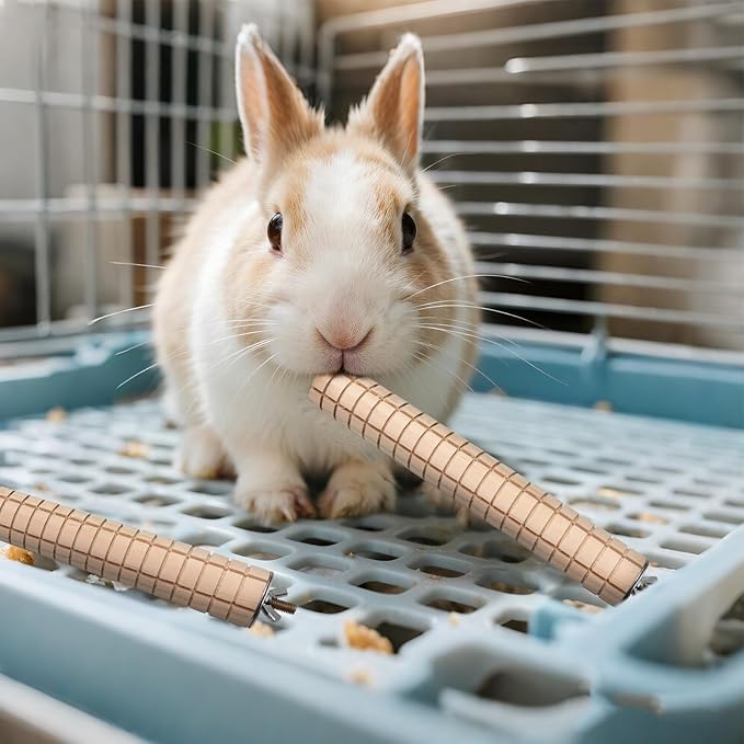 Guinea Pig Toys, 2 Pack Wooden Chew Toys for Small Animals, Rabbit Toys for Bunnies Boredom, Cage Accessories for Bunny, Guinea Pig, Hamster, Chinchilla, Rat and Other Small Animals