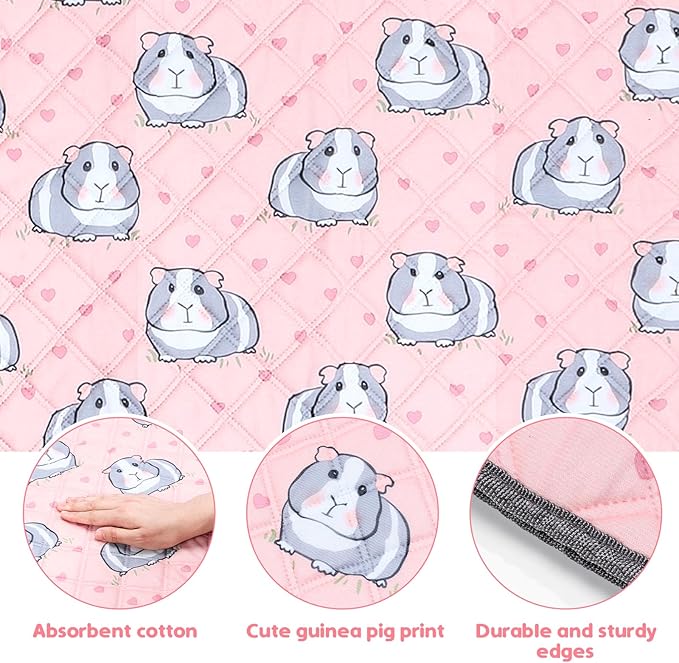 Guinea Pig Cage Liners Waterproof Guinea Pig Pee Pads, Digital Print Washable Reusable & Anti Slip Guinea Pig Bedding Fast and Super Absorb Water for Small Animals Rabbit Hamster Rat