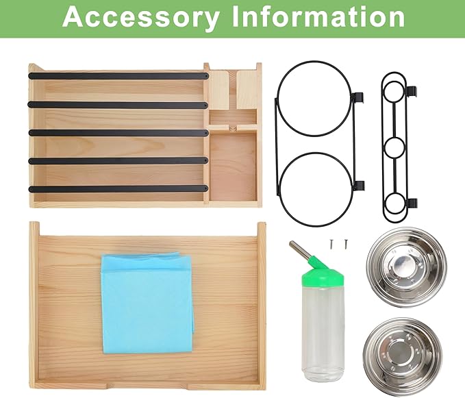 Wooden Rabbit Hay Feeder,Guinea Pig Hay Feeder,Bunny Hay Holder Hanging with 500ml Water Bottle, Small Animals Hay Manger for Chinchillas, Hamster, Dwarf Rabbit,Ferrets (Wood)