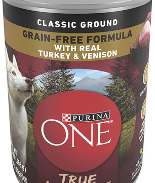 Purina ONE Wet Dog Food True Instinct Classic Ground Grain-Free Formula With Real Turkey And Venison High Protein Wet Dog Food - (Pack of 12) 13 oz. Cans