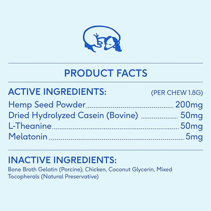 Native Pet Calming Chews for Dogs - Melatonin for Dogs Anxiety Relief - Grain Free All Natural Hemp Calming Treats & L-Theanine Helps Manage Stress & Separation Anxiety - Puppy Sleep Aid - 120 Chews