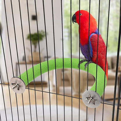 Rypet U Shape Parrot Perch Stand Toy for Paw Grinding Clean Stick Exercise, Rough-Surfaced Quartz Bird Perch Standing Cage Accessories for for Small Parakeets Cockatiels Conures Macaws Finches(Green)