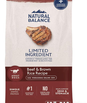 Natural Balance Limited Ingredient Adult Dry Dog Food with Healthy Grains, Beef & Brown Rice Recipe, 12 Pound (Pack of 1)