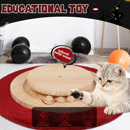 Halloween Cat Scratching Post,45'' Tall Gothic Cat Scratcher Activity Cat Play Center Tree Tower Furniture with Interactive Wood Ball Toy for Indoor Large Cat Adults