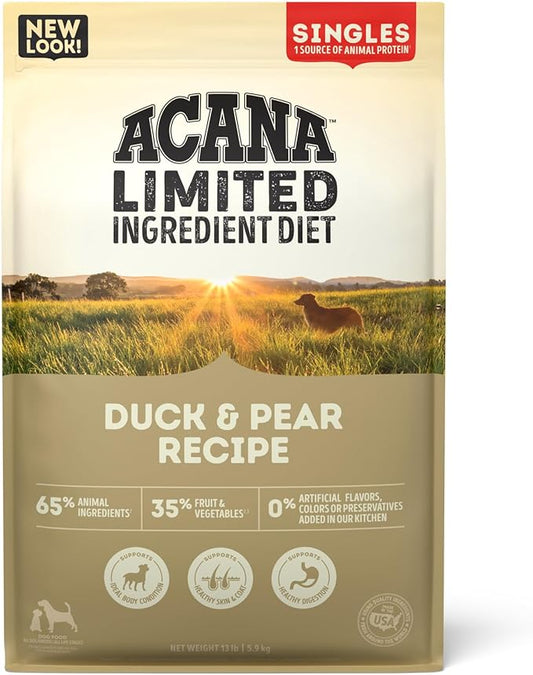 ACANA Singles Limited Ingredient Grain Free High Protein Dry Dog Food Duck & Pear Recipe 13lb Bag