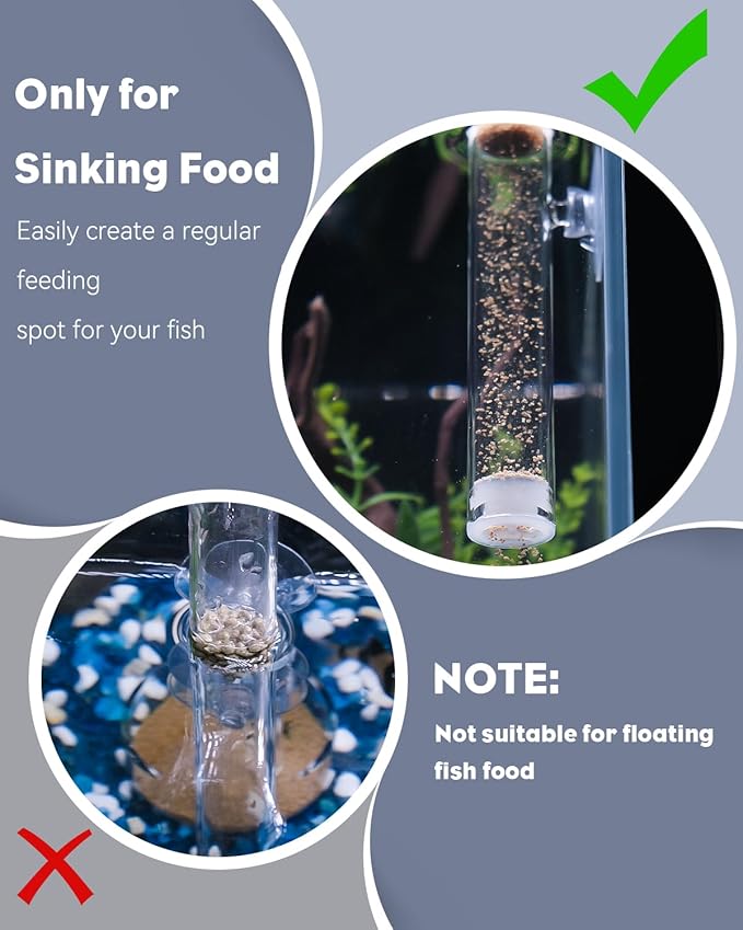 Pawfly Aquarium Fish Feeding Dish Set – Clear Glass Shrimp Feeder Tube with Dish & 2 Suction Cups, Fish Tank Feeding Supplies for Shrimp, Betta and Tropical Fish