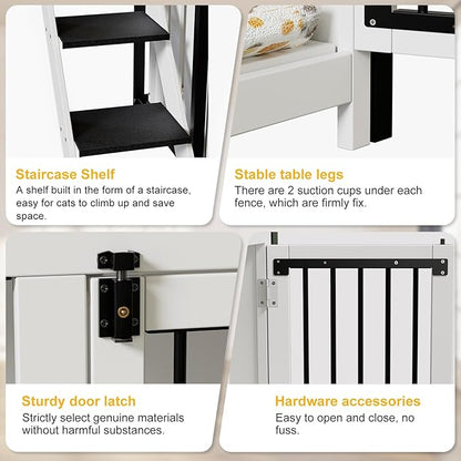 PAKASEPT Dog Crate Furniture, Pet Bunk Bed with Stairs and Storage, Dogs/Cats Window Perch, with Multi-Purpose Blanket and Fluffy Dog Bed for Small Medium Size