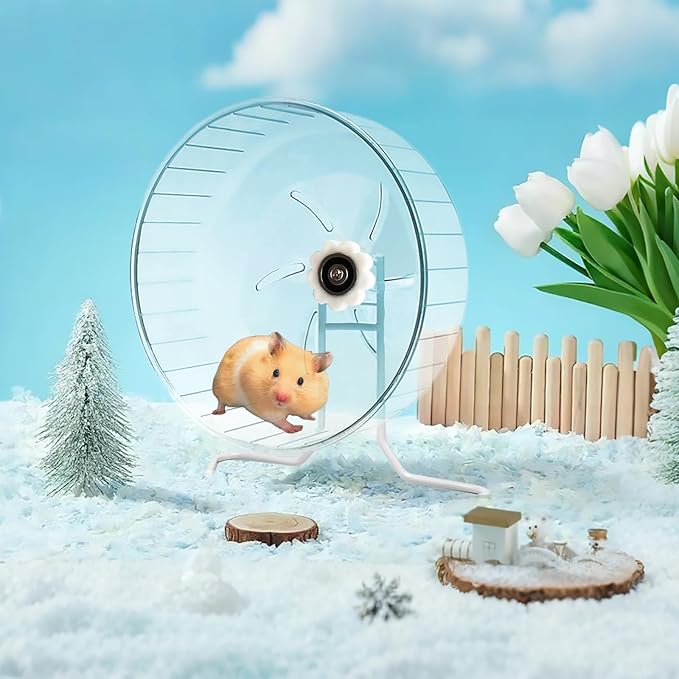 Silent Hamster Exercise Wheel - Hamster Toys Cages Accessories 9.45 Inch Running Spinner with Iron Stand Quite Runner for Small Animal Pet Gerbil Dwarf Syrian Hedgehog Rat Mouse Mice