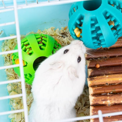 Hamster Foraging Ball Toy Puzzle, 2 PCS Hamster Treat Ball for Teething, Small Animals Slow Feeder, Food Hide Treat Dispensing Snuffle Game Interactive Toy for Guinea Pig, Rat