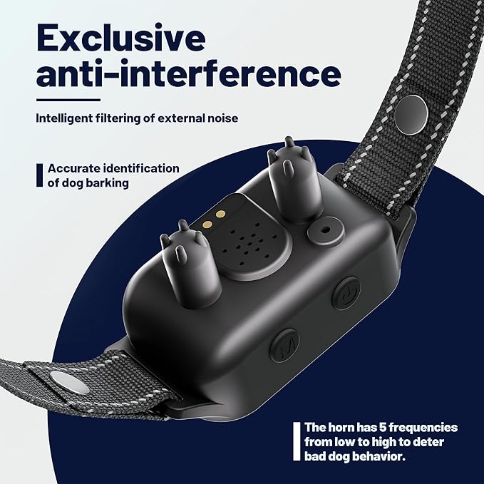 JEUJE 2 Pack Dog Bark Collar, Anti Barking Training Collar with 7-Level Sensitivity + 5 Safety Modes, Humane Training System for Large, Medium, Small Dogs