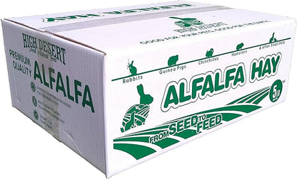 High Desert Alfalfa Hay, Protein Rich Soft Leaf Food for Young Growing Animals, Natural Rabbit Food and Guinea Pig Hay, Supports Digestive Health, Small Pet Supplies, Fresh Hand Packed 5 Lb Box