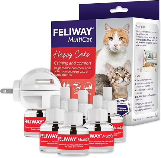 FELIWAY MultiCat Calming Pheromone Diffuser: 1 Diffuser Kit & 6 Refills