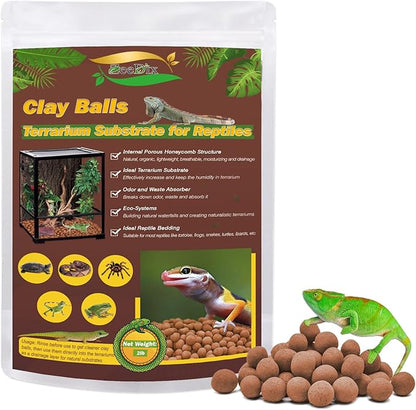 ZeeDix 2LBS Expanded Clay Balls for Reptile Terrarium Substrate - 100% Natural Lightweight Clay Pebbles Substrate, Bioactive Terrarium Substrate for Frogs Bearded Dragon Tortoises Snake Bedding