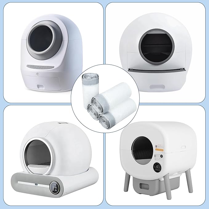 80 Pack Self-Cleaning Cat Litter Box Liners Replacement Kitty Waste Bags Drawstring Waste Bags for Automatic Self-Cleaning Cat Litter Box