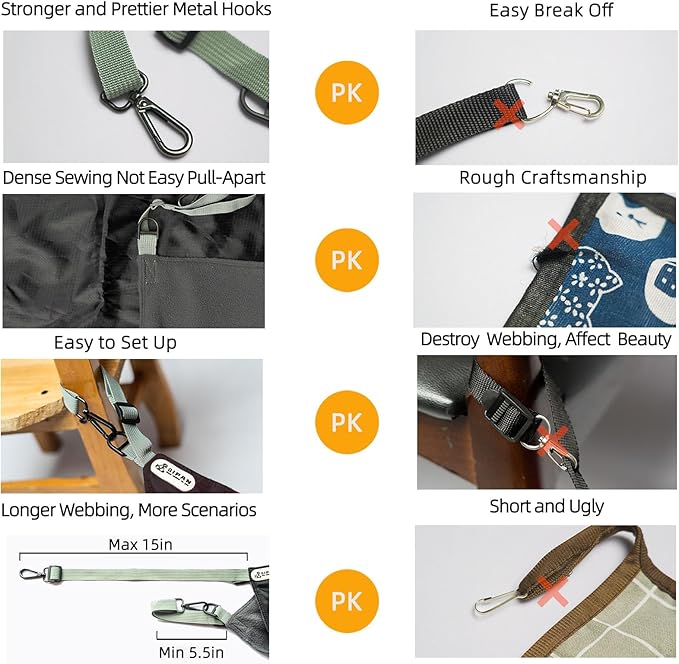 2 Pieces Cat Hammock for Cage,2 Pieces Reversible Cat Hanging Hammock,Cat Hammocks Hunging for Cage,Waterproof Cooling Kittens Pad for Cats (Large, BlackBlack)